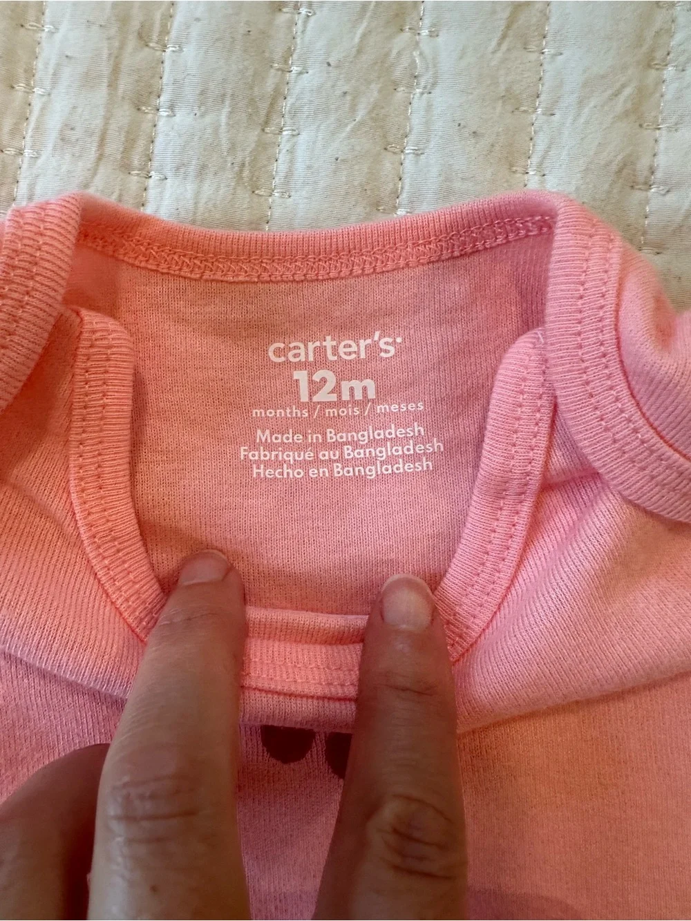 Carter's Coral Pink Short-Sleeve Cherry Bodysuit